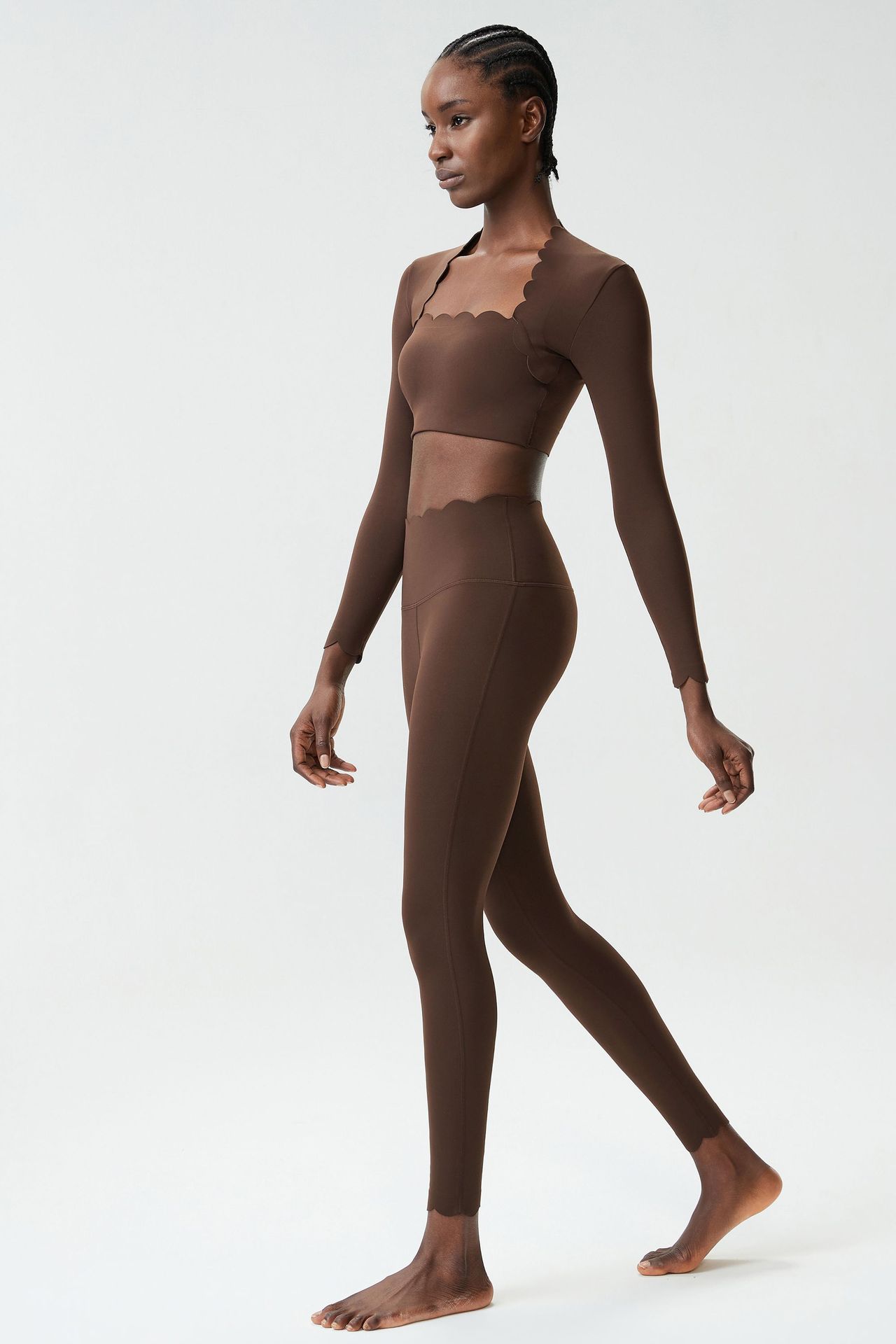 Conjunto de yoga de 3 piezas de manga larga, elástico en 4 direcciones, para gimnasio y fitness, para mujer, FGBYB609/YB602 LP447