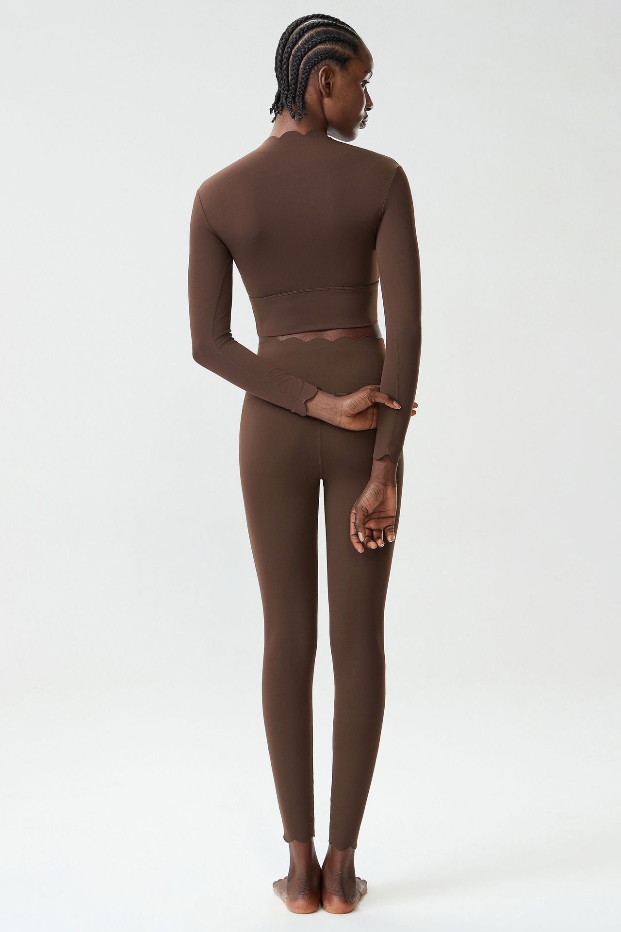 Conjunto de yoga de 3 piezas de manga larga, elástico en 4 direcciones, para gimnasio y fitness, para mujer, FGBYB609/YB602 LP447