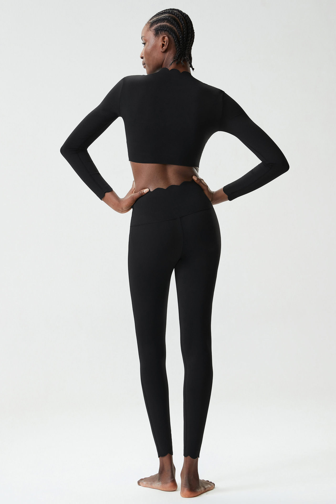 Conjunto de yoga de 3 piezas de manga larga, elástico en 4 direcciones, para gimnasio y fitness, para mujer, FGBYB609/YB602 LP447