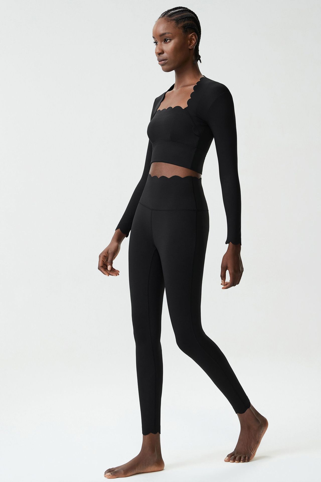 Conjunto de yoga de 3 piezas de manga larga, elástico en 4 direcciones, para gimnasio y fitness, para mujer, FGBYB609/YB602 LP447