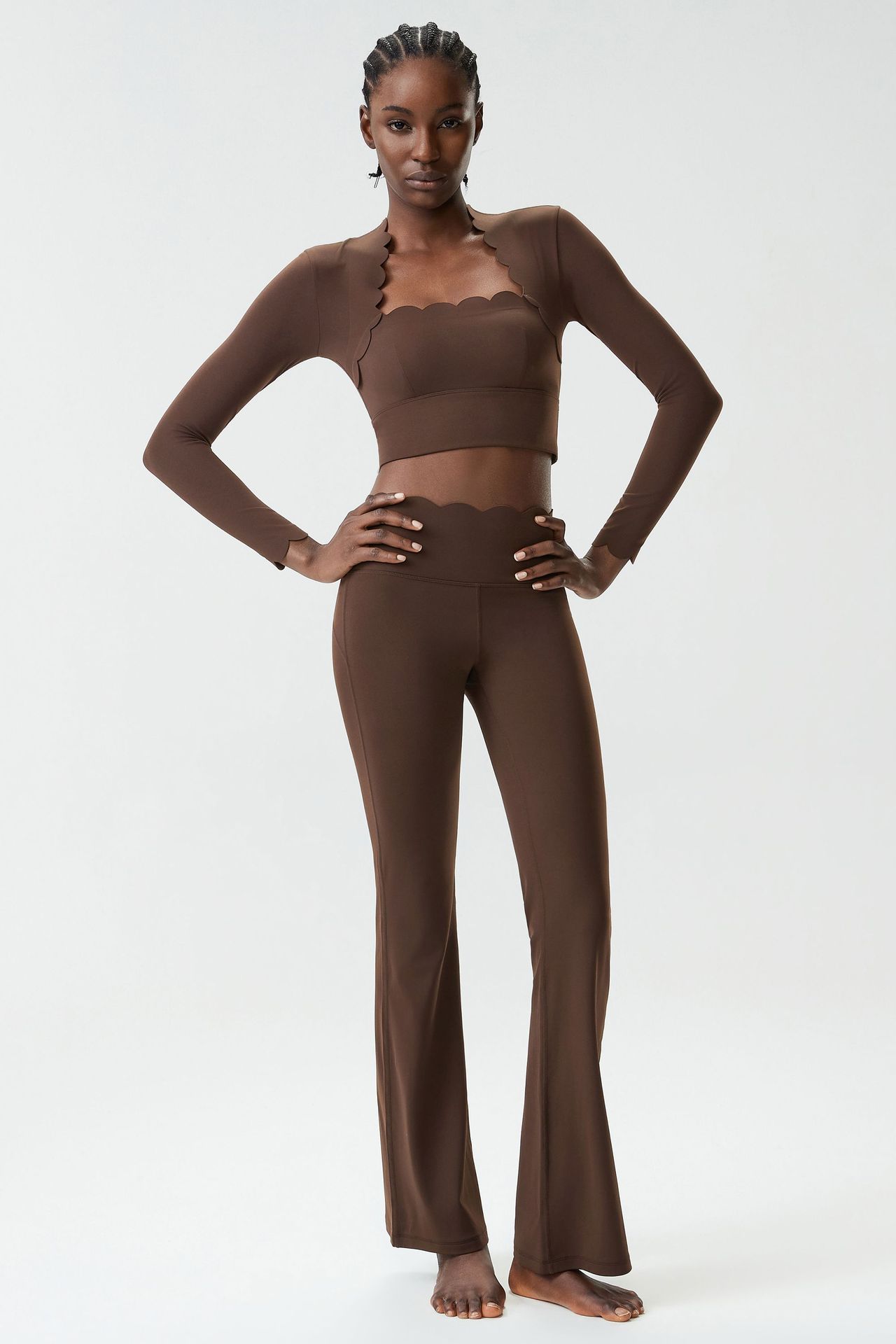 Chándal de manga larga para mujer, ropa deportiva para gimnasio, top de entrenamiento, pantalones de yoga de cintura alta, conjunto para mujer FGBYB609/YB602 LP641