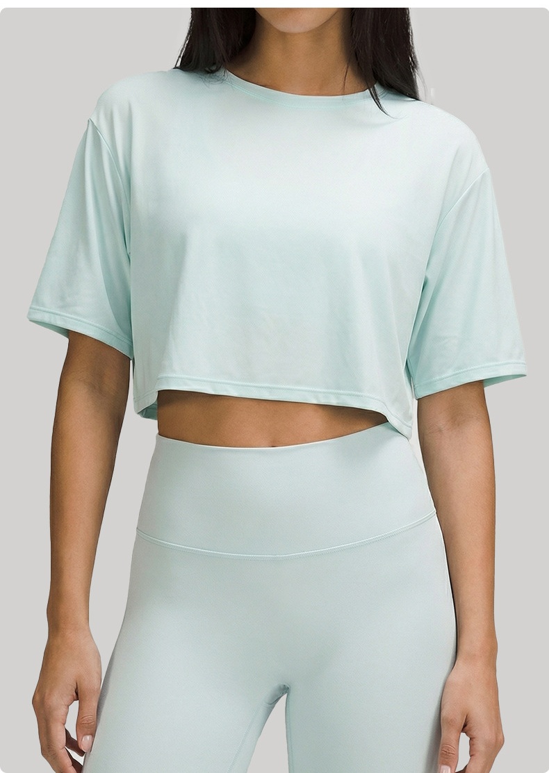 Camiseta deportiva holgada y transpirable para mujer, absorbe el sudor, para correr, fitness, manga corta, FGBDWY116119