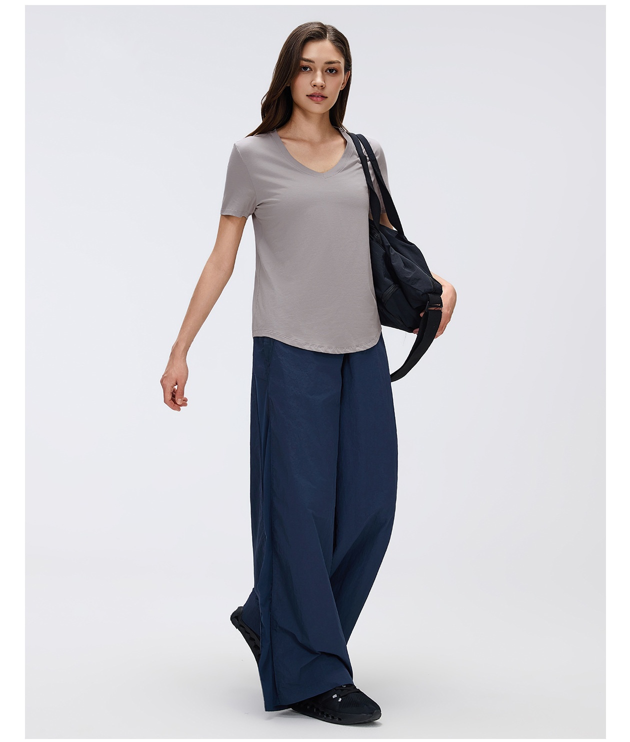 Camiseta deportiva holgada, transpirable, de secado rápido, versátil, ajustada, de color liso, para mujer, de manga corta, FGBD26087