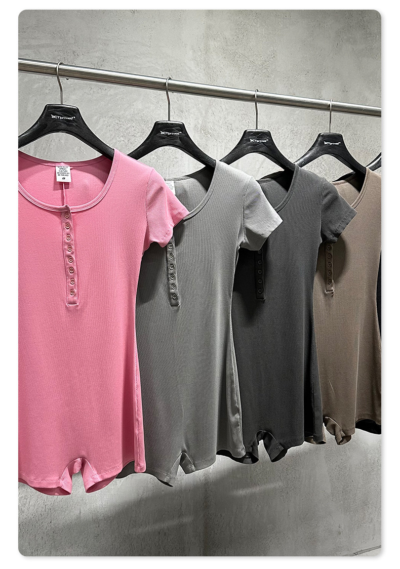 Mono deportivo de baile y fitness de alta elasticidad para mujer, nuevo mono corto ajustado de color liso FGBN2732