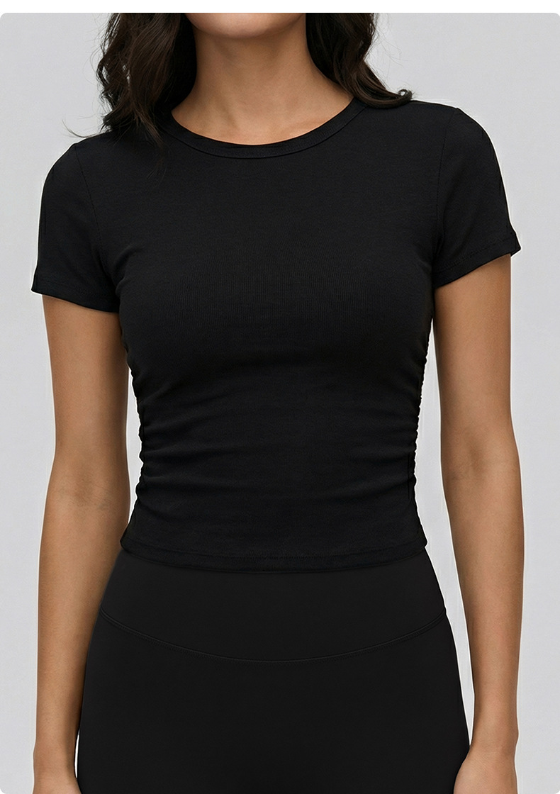 Camiseta deportiva ajustada de manga corta transpirable personalizada para yoga, ropa deportiva para entrenamiento, gimnasio, correr y yoga para mujer FGBDWY116135