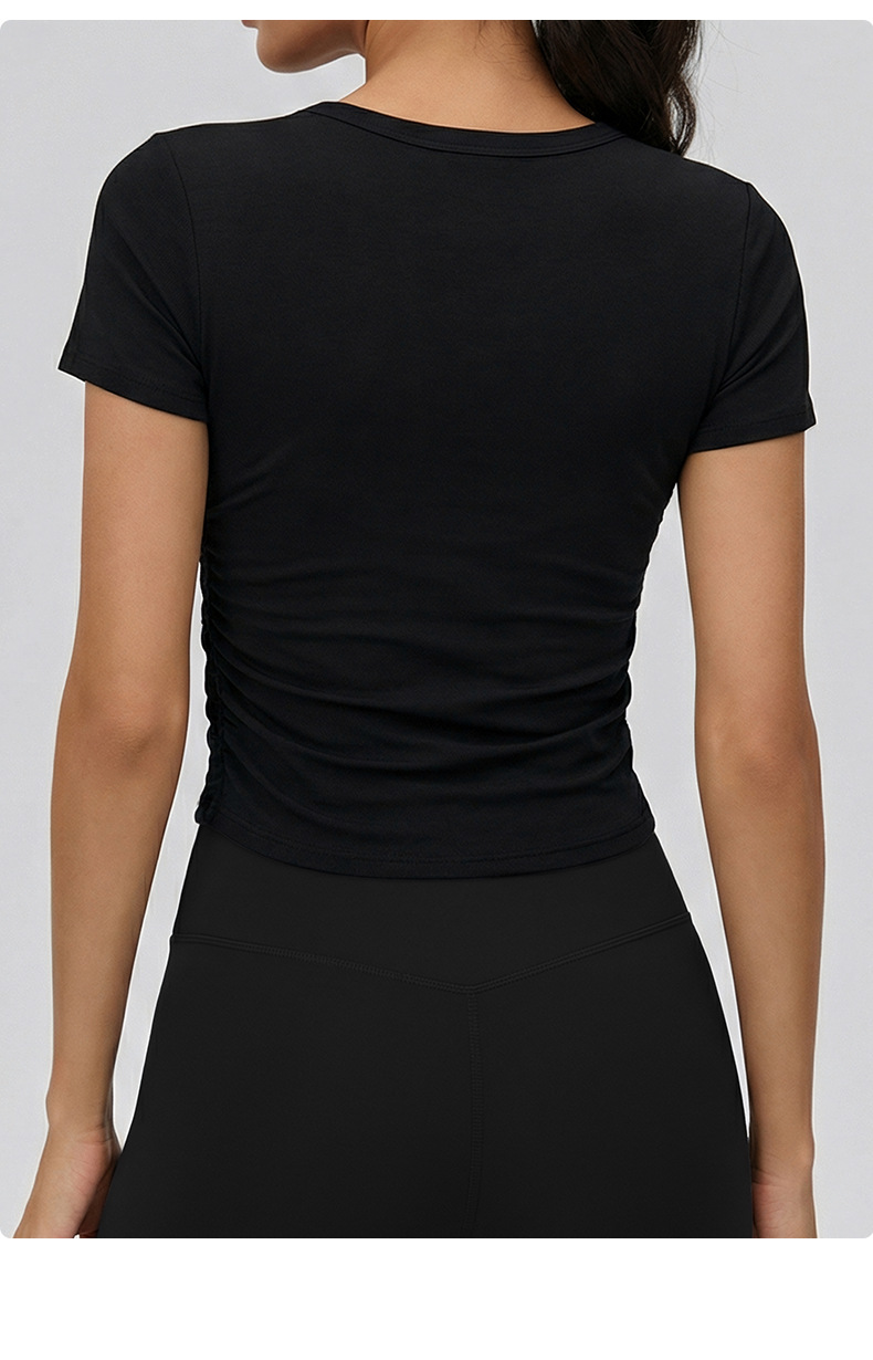 Camiseta deportiva ajustada de manga corta transpirable personalizada para yoga, ropa deportiva para entrenamiento, gimnasio, correr y yoga para mujer FGBDWY116135