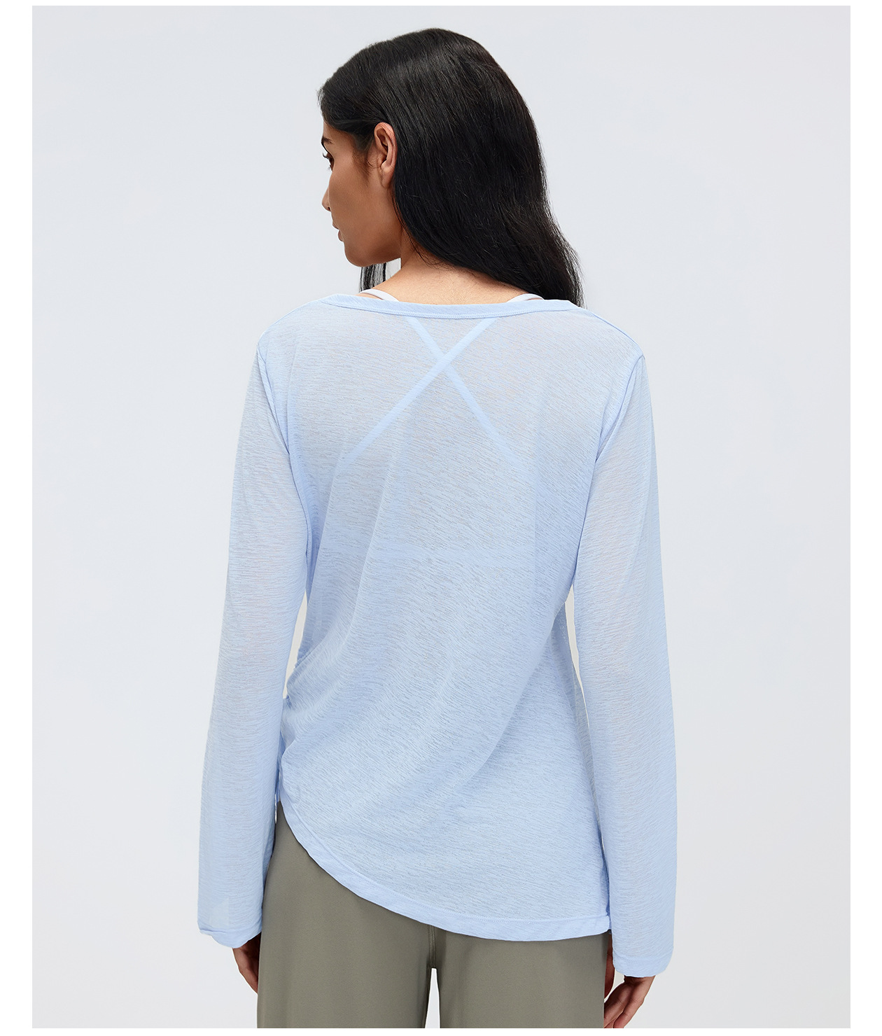 Nueva bata de yoga de manga larga que cubre los glúteos para mujer, plegable, con cordón ajustable, estilo casual y holgado, ideal para otoño y fitness (FGBD26100).