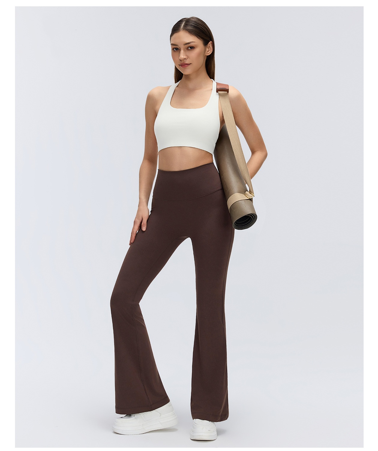 Nuevos pantalones de yoga acampanados para mujer, pantalones de yoga de cintura alta para fitness, pantalones de yoga ajustados de uso casual FGBD26017