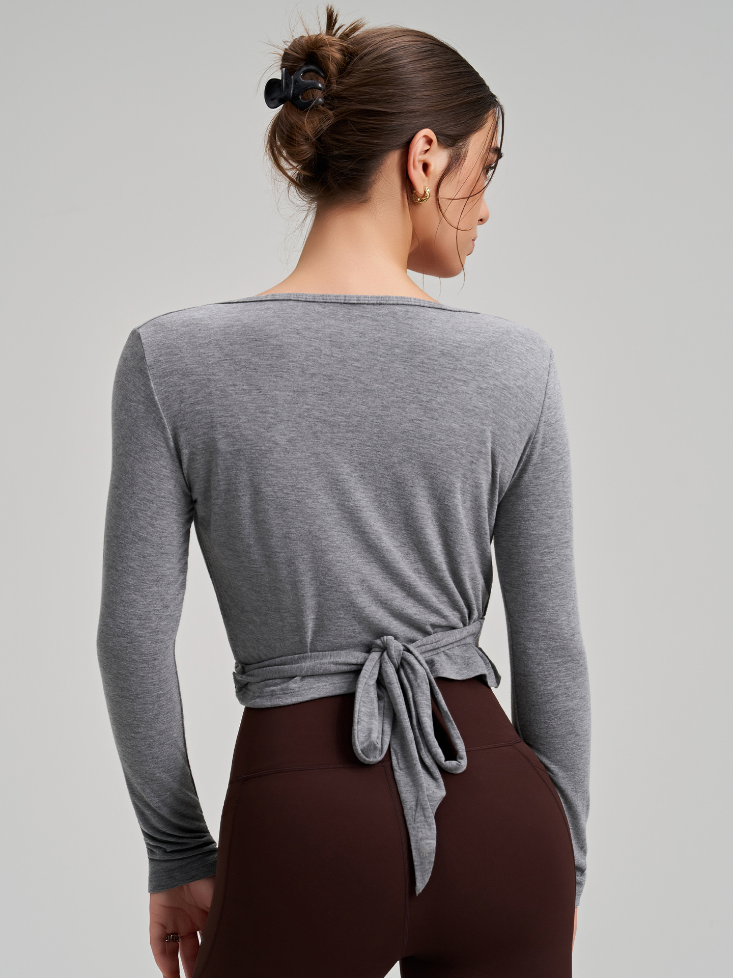 Top cruzado de ballet de manga larga para mujer, ideal para yoga, pilates, baile y entrenamiento (FGBCX7418)