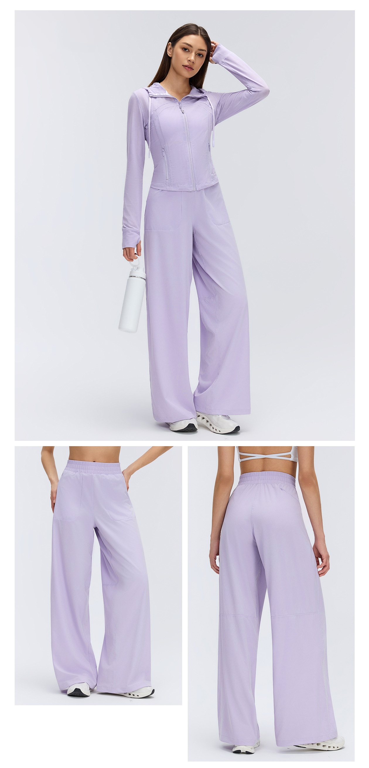 Pantalones de mujer de pierna recta con cordón ajustable oculto y bolsillo, ideales para yoga, deporte y gimnasio (FGBD26014).