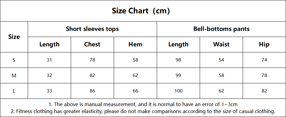 Conjunto deportivo para mujer: camiseta de manga corta para correr, leggings de cintura alta, pantalones acampanados, conjunto de yoga y entrenamiento para gimnasio FGB10265 29082