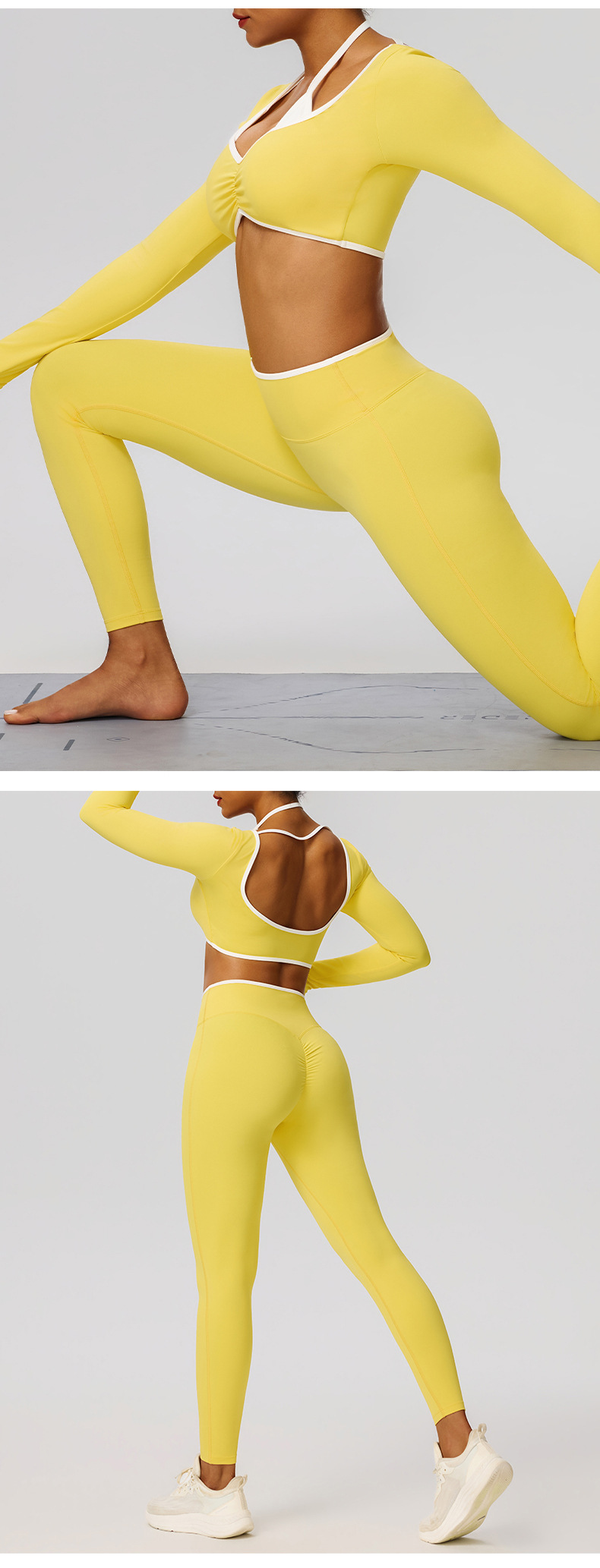 Conjuntos de ropa deportiva para gimnasio, yoga y entrenamiento (2 piezas) para mujer: leggings de manga larga (FGB52546 52347)