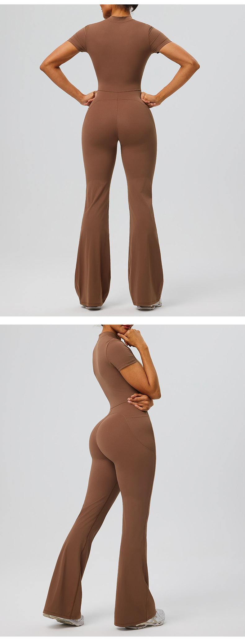 Women's Zip-Up Yoga Bodysuit Gym Jumpsuit for Sports