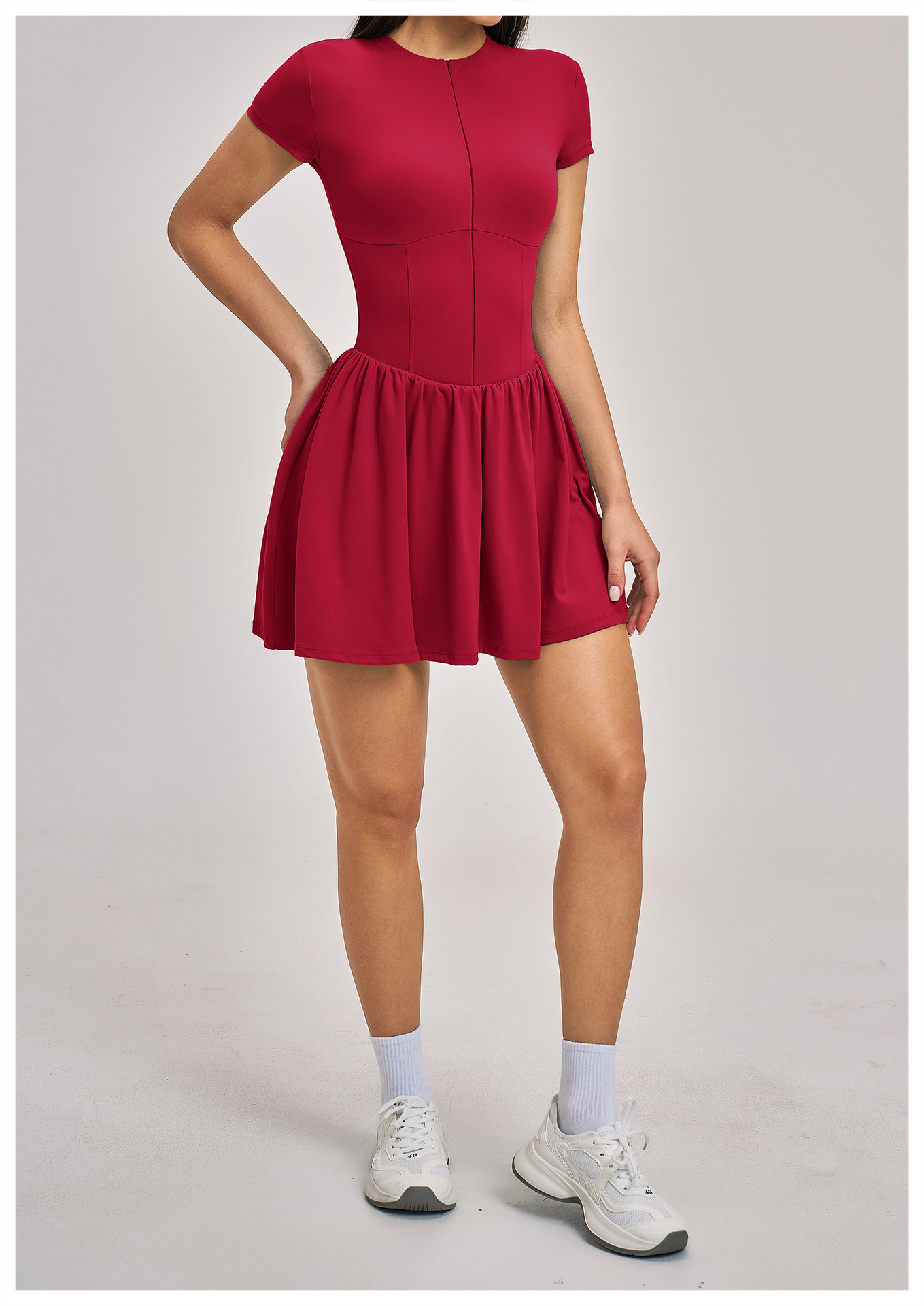 Vestidos deportivos de manga corta para mujer, ideales para el verano. Nuevos vestidos elásticos para golf y tenis FGBFLT9576