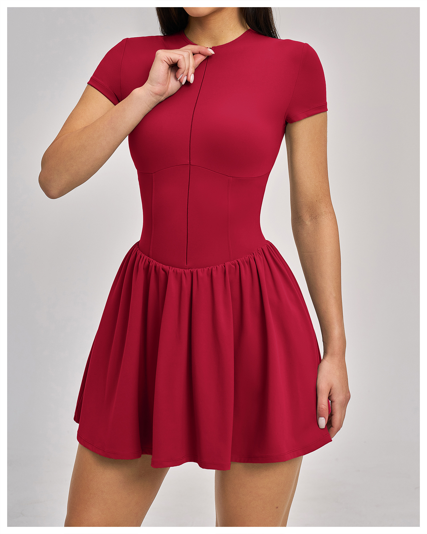 Vestidos deportivos de manga corta para mujer, ideales para el verano. Nuevos vestidos elásticos para golf y tenis FGBFLT9576