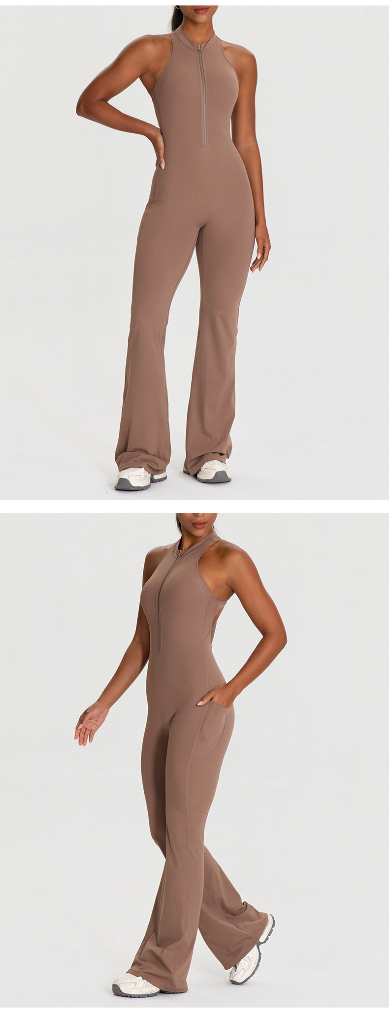 Conjunto de ropa de yoga de alta resistencia para entrenamiento, mono deportivo de yoga de una pieza para mujer FGB62105