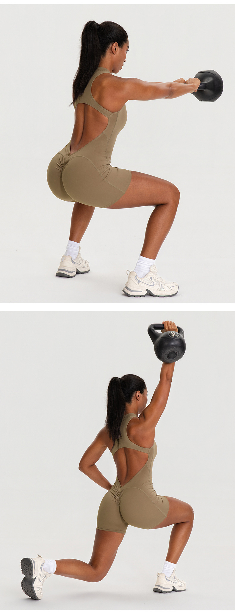 Nuevo mono de yoga de una pieza con shorts, ideal para primavera. Body de ejercicio de alta intensidad con cremallera para gimnasio y fitness FGB62106