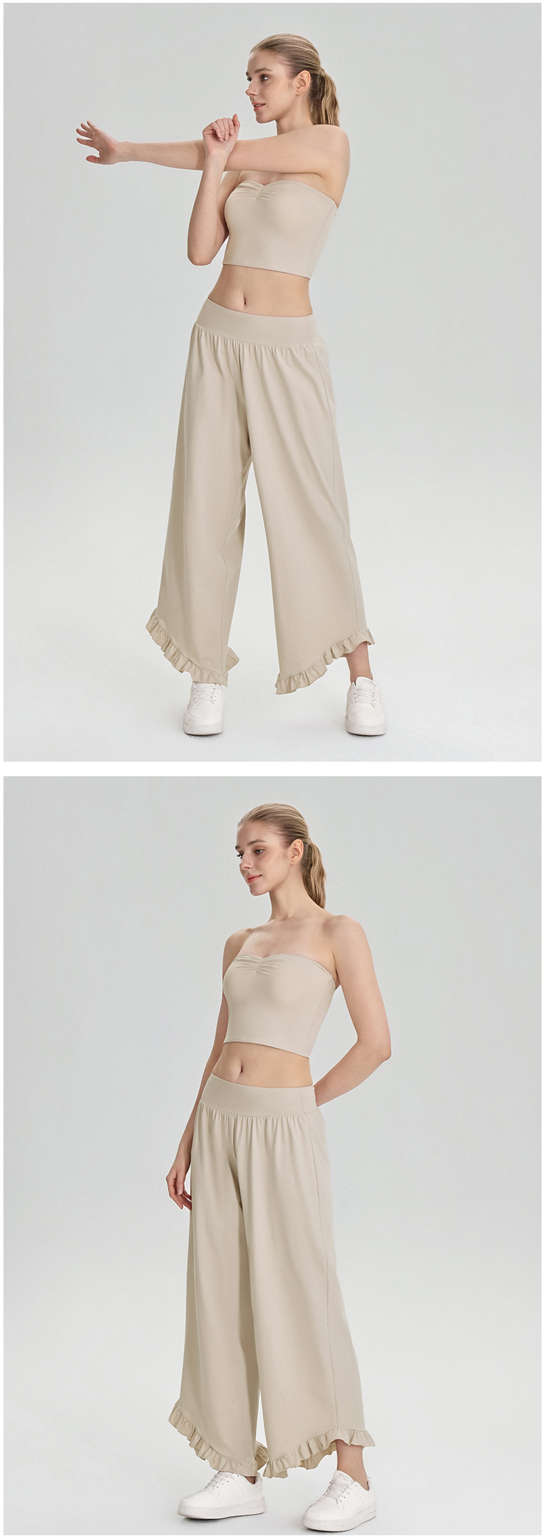 Nuevos conjuntos de gimnasio y fitness: sujetador deportivo tipo bandeau sin tirantes transpirable y pantalones de yoga, dos piezas para mujer FGB62107 62308