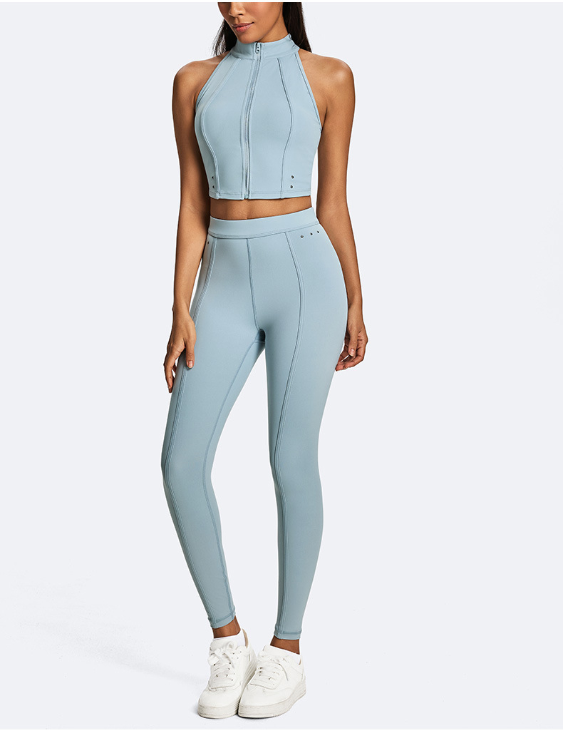 Conjunto de ropa deportiva para mujer: top corto, leggings y traje de yoga. Ropa de entrenamiento de verano. Ropa de gimnasio para mujer. FGBKD245WCB305 KD245WCL910