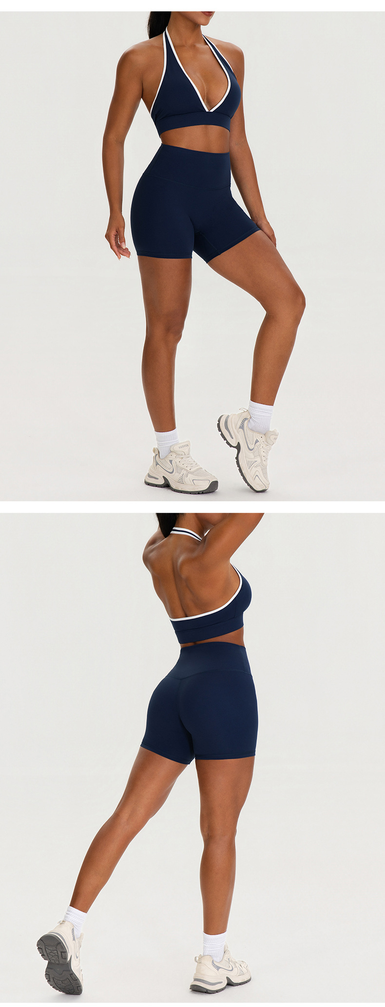 Conjunto de yoga de 2 piezas para mujer: shorts deportivos y sujetador deportivo (FGB62718 62419).