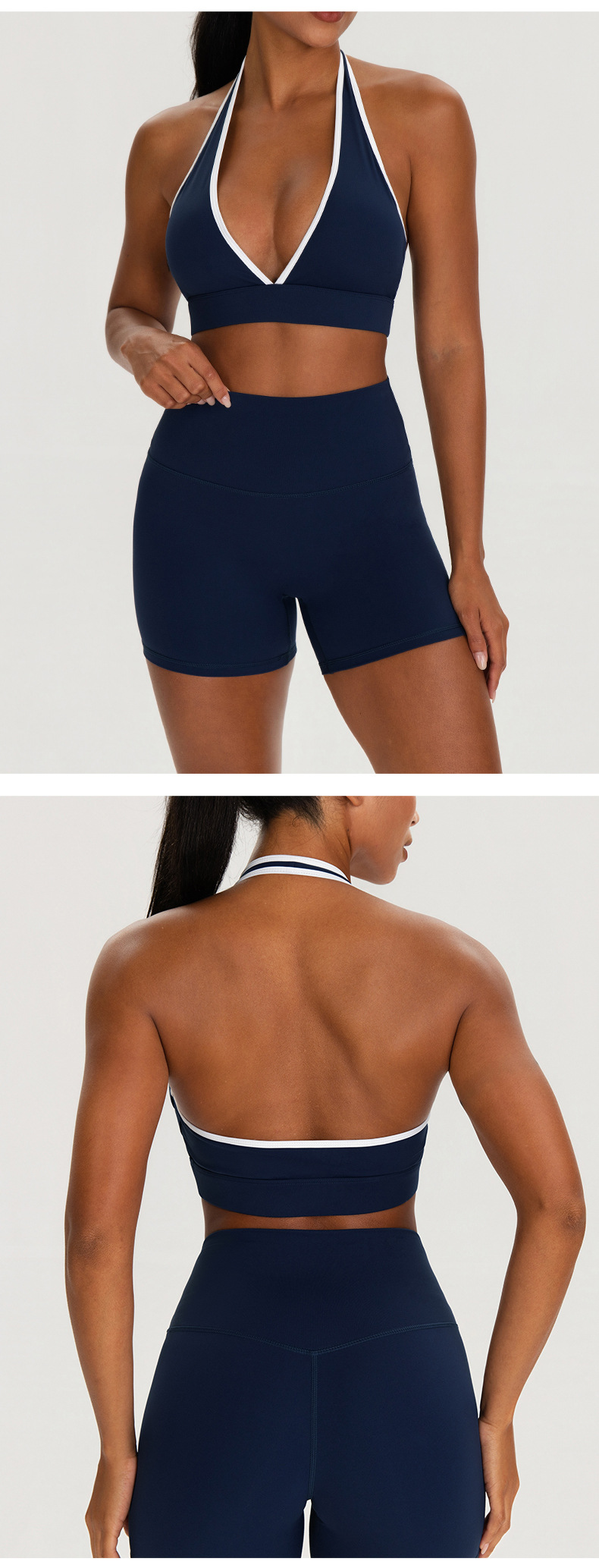 Conjunto de yoga de 2 piezas para mujer: shorts deportivos y sujetador deportivo (FGB62718 62419).