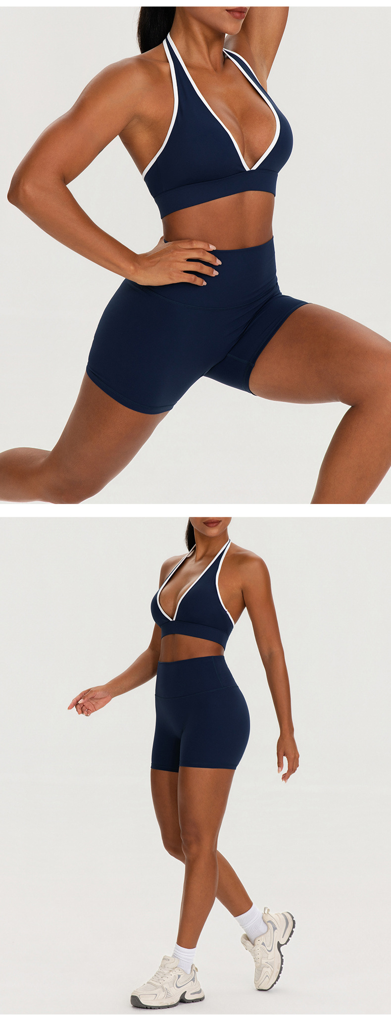 Conjunto de yoga de 2 piezas para mujer: shorts deportivos y sujetador deportivo (FGB62718 62419).