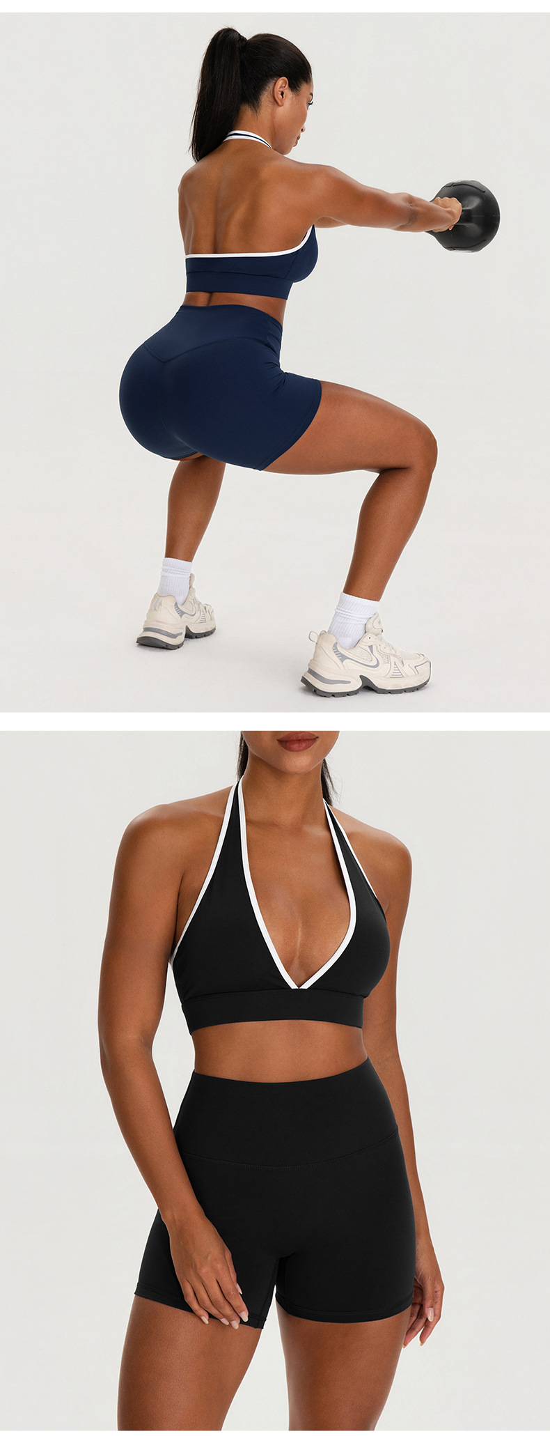 Conjunto de yoga de 2 piezas para mujer: shorts deportivos y sujetador deportivo (FGB62718 62419).
