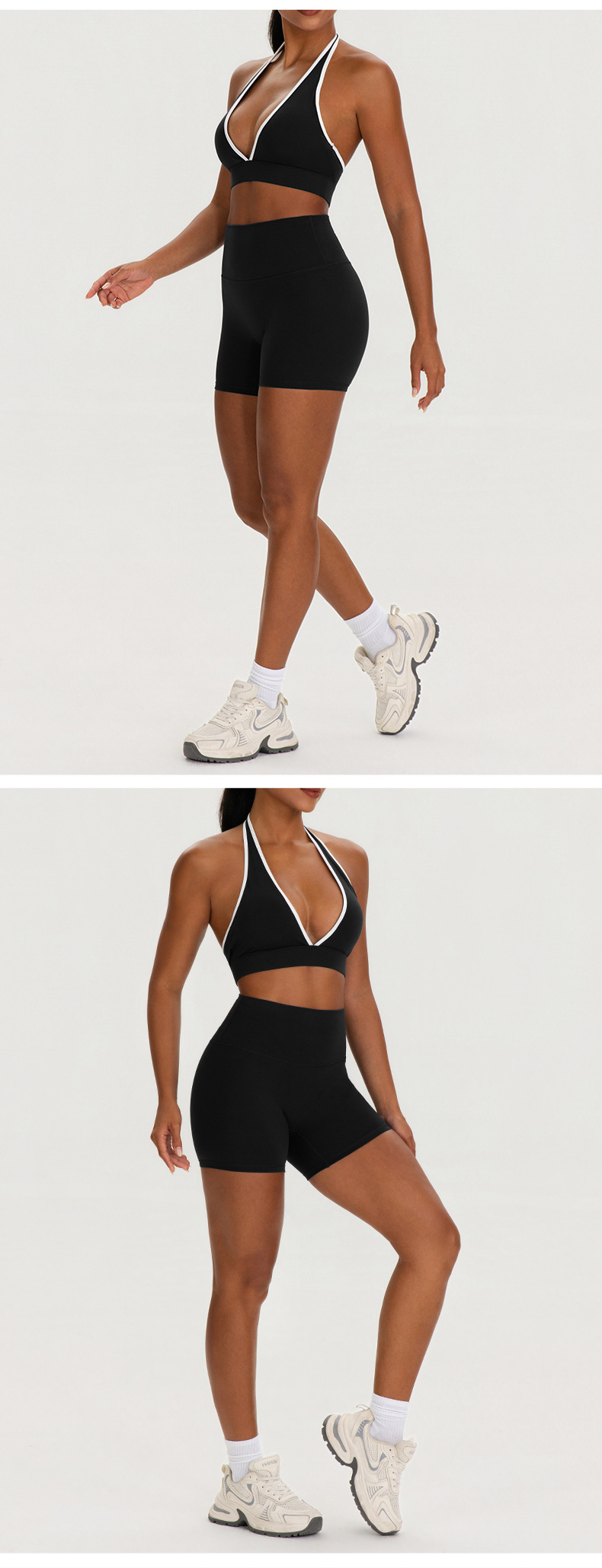 Conjunto de yoga de 2 piezas para mujer: shorts deportivos y sujetador deportivo (FGB62718 62419).