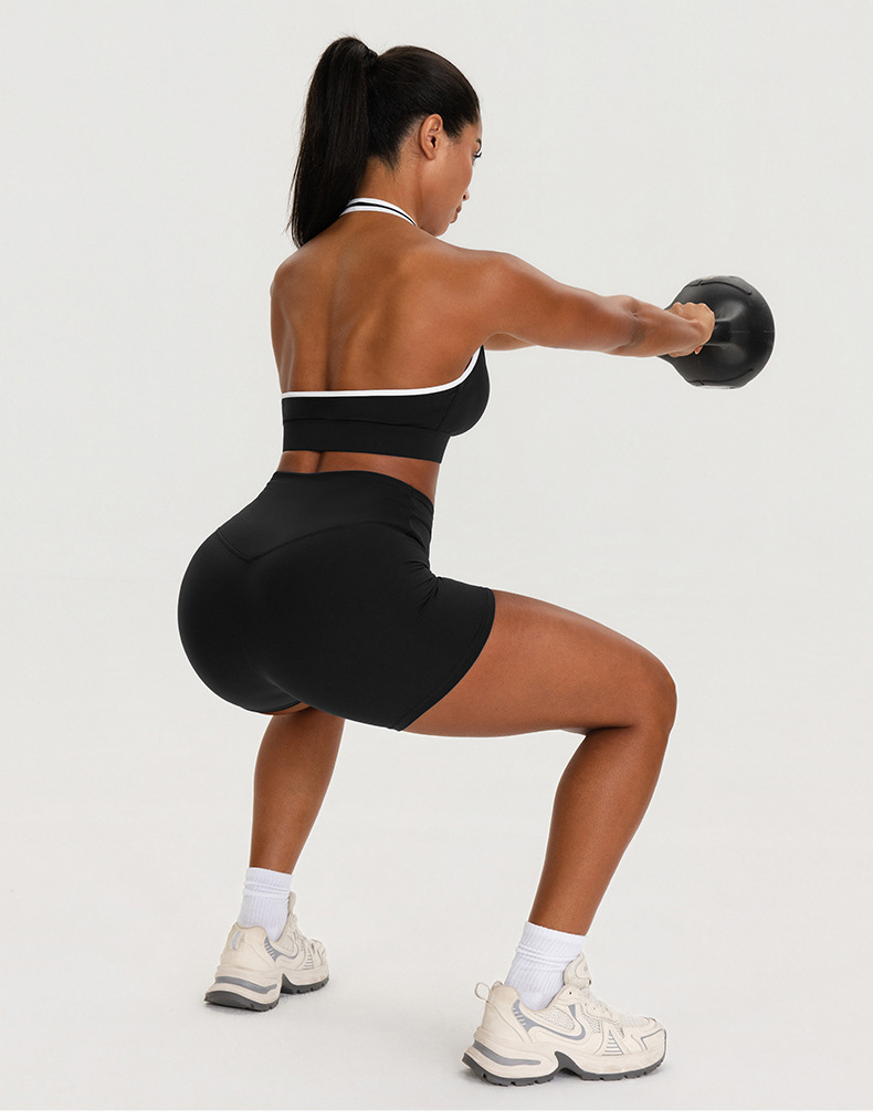 Conjunto de yoga de 2 piezas para mujer: shorts deportivos y sujetador deportivo (FGB62718 62419).