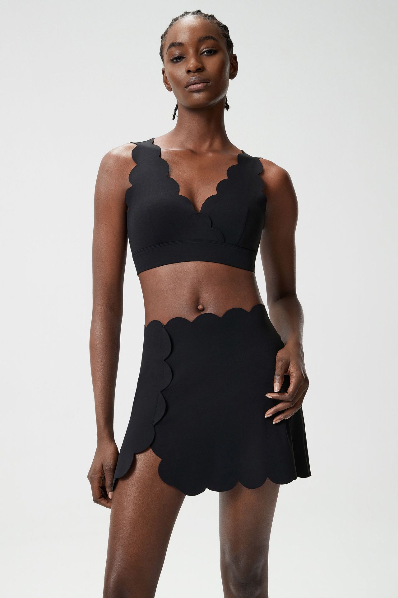 Conjunto deportivo de 2 piezas para mujer: top corto transpirable, sujetador deportivo y falda elástica para gimnasio y yoga (FGBYB604 SP664)