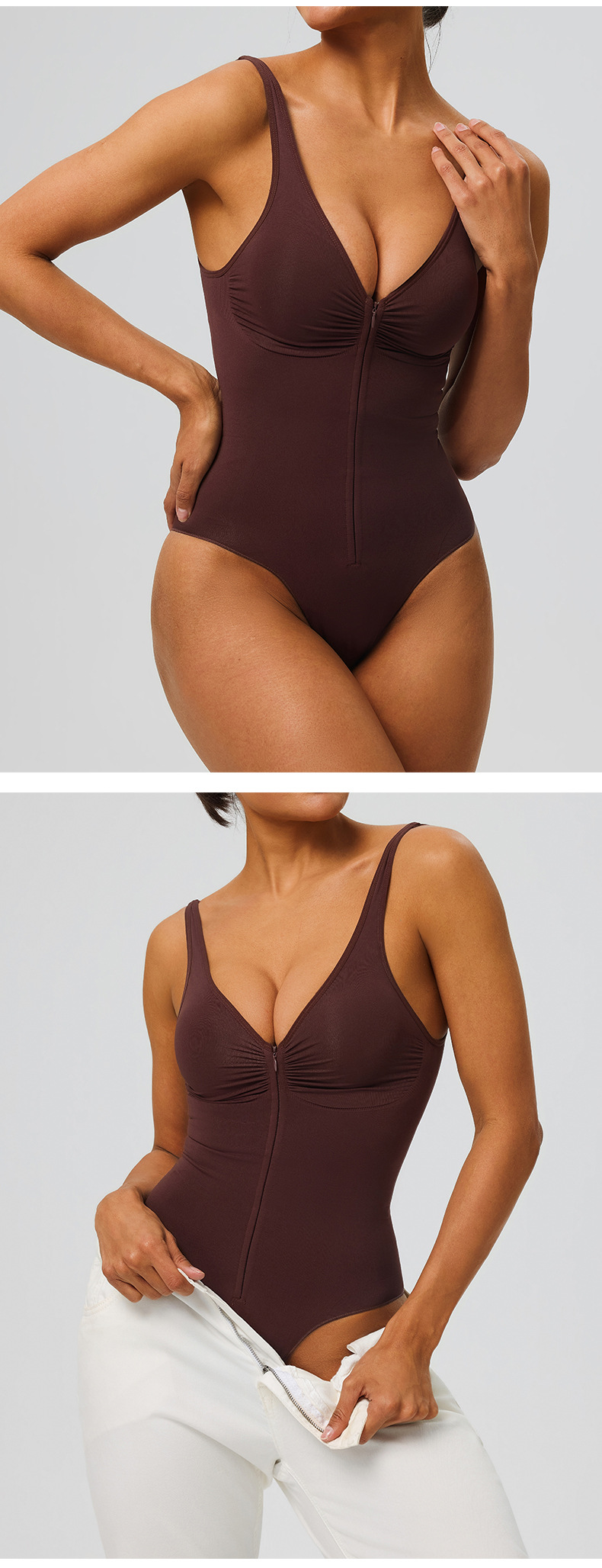 Body tipo camisola sin espalda, transpirable y sin costuras, de alta calidad, para mujer, faja moldeadora tipo tanga, prenda moldeadora adelgazante FGB52162