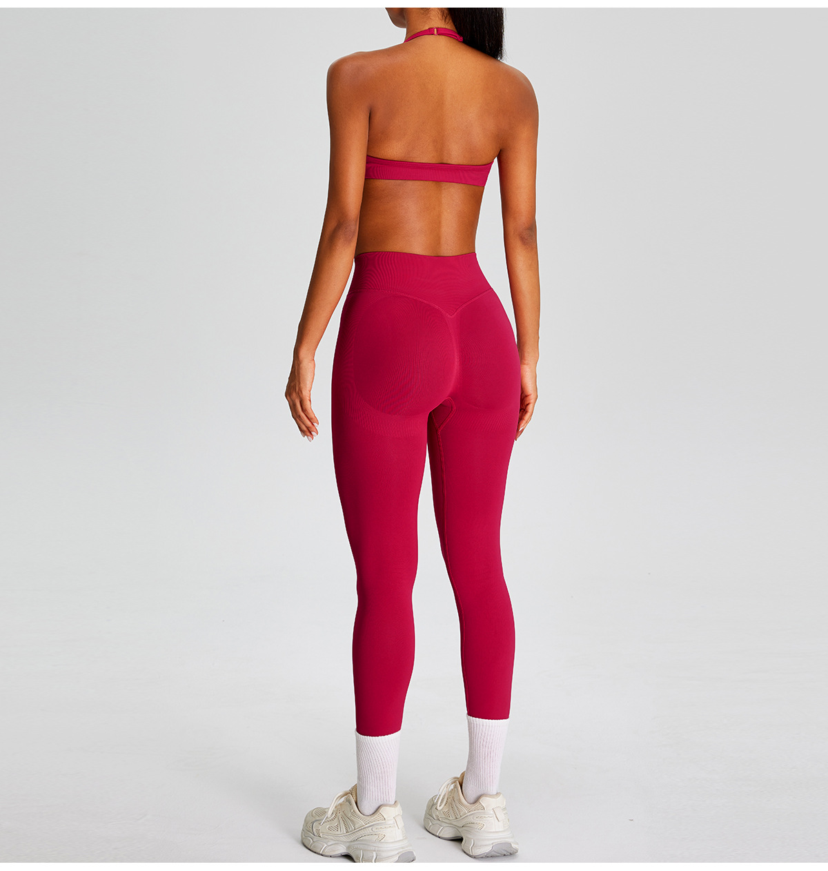 Conjunto deportivo de gimnasio para mujer, sin costuras, para yoga y entrenamiento, 2 piezas, color liso, Spandex/Nylon FGBMS0228Y