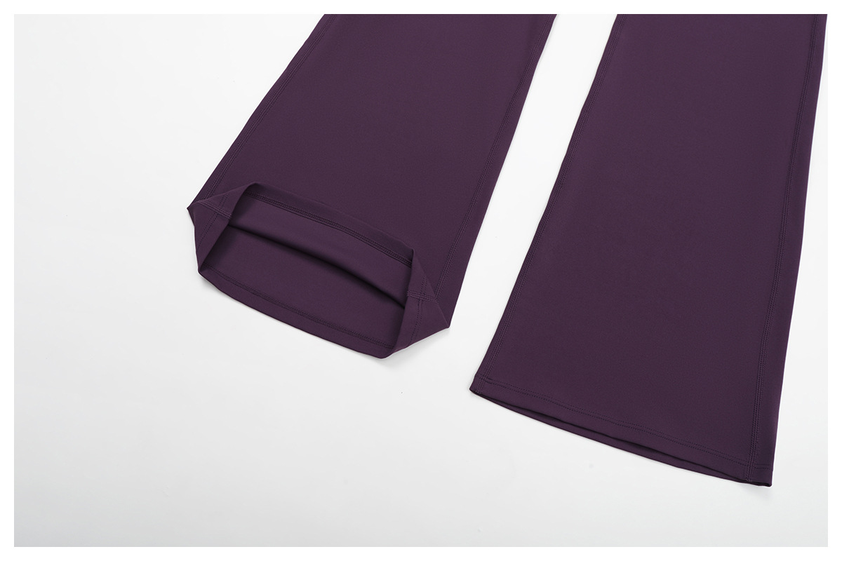 Conjunto de dos piezas para mujer: pantalón acampanado de cintura alta para gimnasio, top de manga corta, ropa deportiva para fitness y yoga (FGBTZ3091)