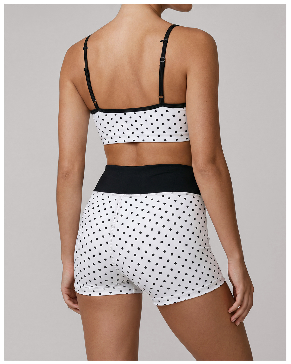 Conjunto de 2 piezas para mujer (top y shorts) con estampado de lunares para Pilates y entrenamiento FGBLD2660
