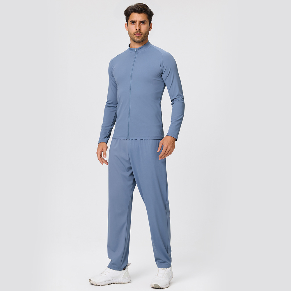 Conjunto deportivo informal de dos piezas para hombre, color liso, para gimnasio y fitness EFGBYEL-61616 51345