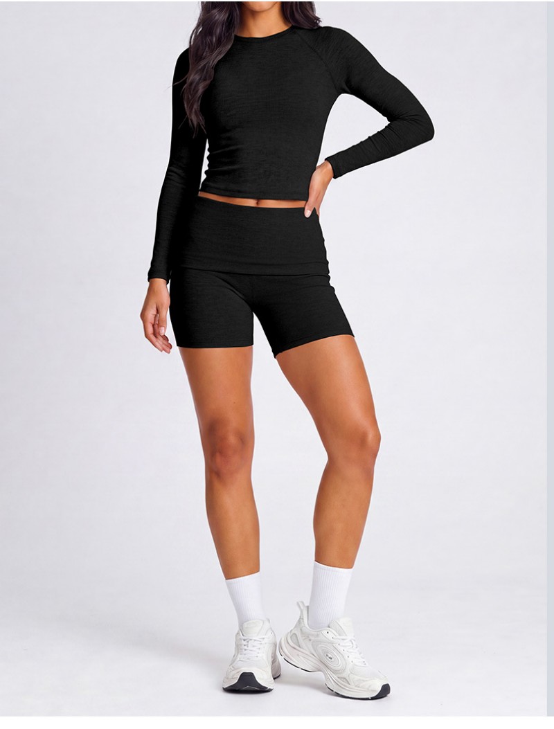 Conjunto de yoga de 4 piezas para mujer: shorts y pantalones de fitness de cintura alta y manga larga. Ropa deportiva FGBKD245WCT301 KD245WCA02 KD245WCT303 KD245WCL302