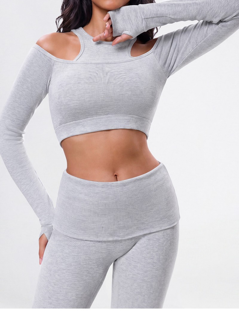 Conjunto de yoga de 4 piezas para mujer: shorts y pantalones de fitness de cintura alta y manga larga. Ropa deportiva FGBKD245WCT301 KD245WCA02 KD245WCT303 KD245WCL302