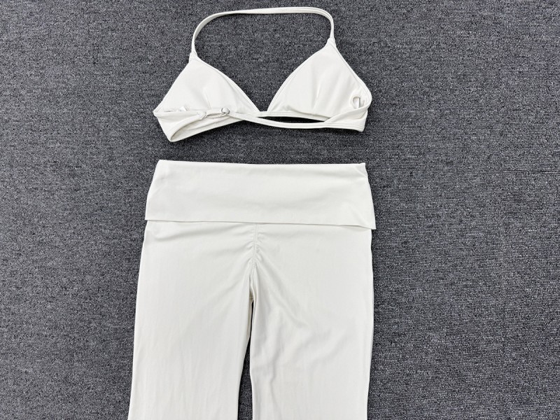 Conjunto de sujetador deportivo y leggings acampanados para yoga, fitness y gimnasio para mujer FGB1221 2257