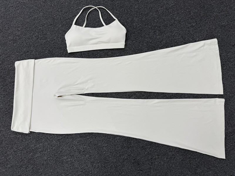 Conjunto de yoga transpirable de secado rápido, color liso, ropa deportiva para gimnasio, top de yoga, 2 piezas FGB4686 2257
