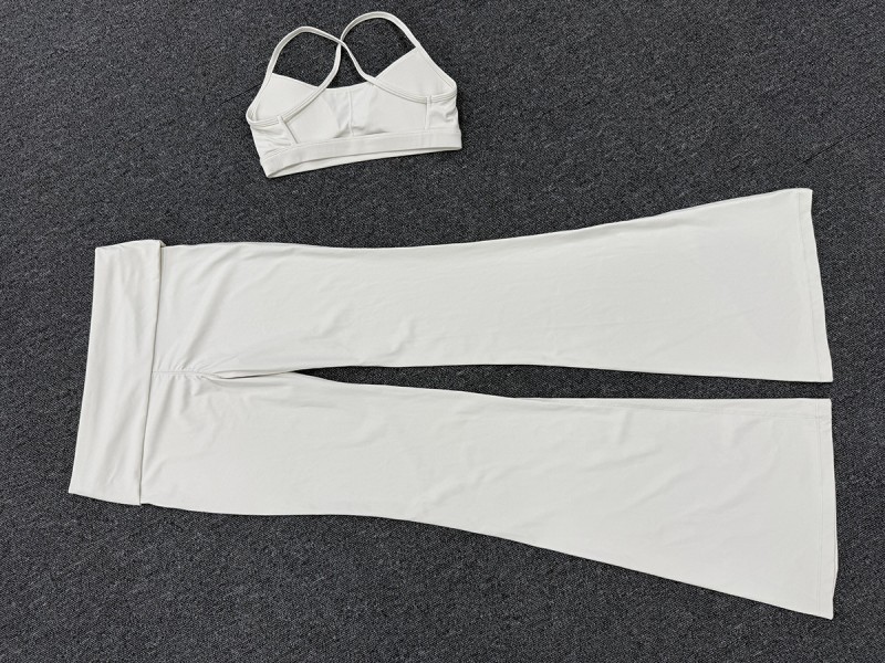 Conjunto de yoga transpirable de secado rápido, color liso, ropa deportiva para gimnasio, top de yoga, 2 piezas FGB4686 2257