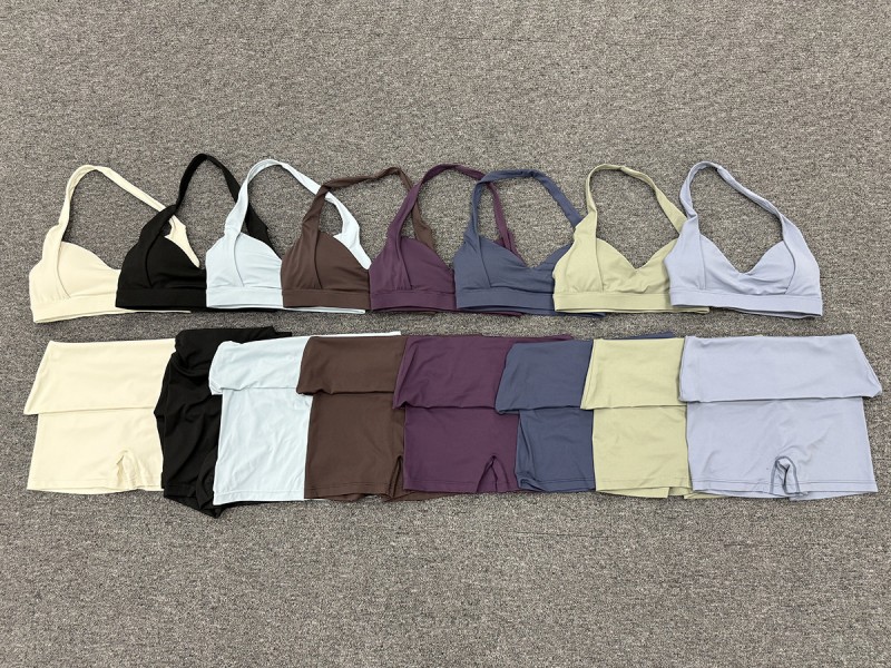 Conjunto deportivo de gimnasio, fitness y yoga: sujetador y shorts para mujer, secado rápido, ropa deportiva para correr al aire libre FGB7229 8402