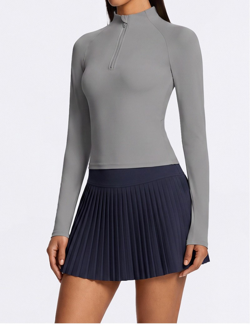 Conjunto de dos piezas de falda de tenis de manga larga para mujer, ropa deportiva para fitness y yoga FGBKD255WCT304 KD235WCQ213