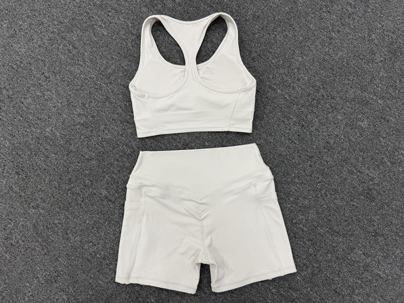 Conjunto de ropa de yoga para mujer de color liso y secado rápido: sujetador deportivo y shorts para deportes al aire libre FGB5293 2116
