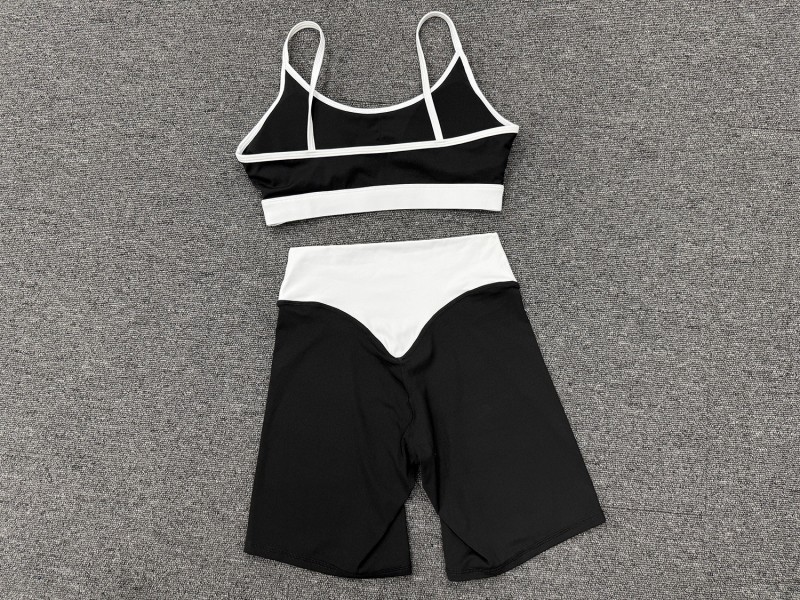 Conjunto de yoga para mujer de 2 piezas, shorts de cintura alta, tejido elástico en 4 direcciones, secado rápido, ropa deportiva para gimnasio FGB6211 5397