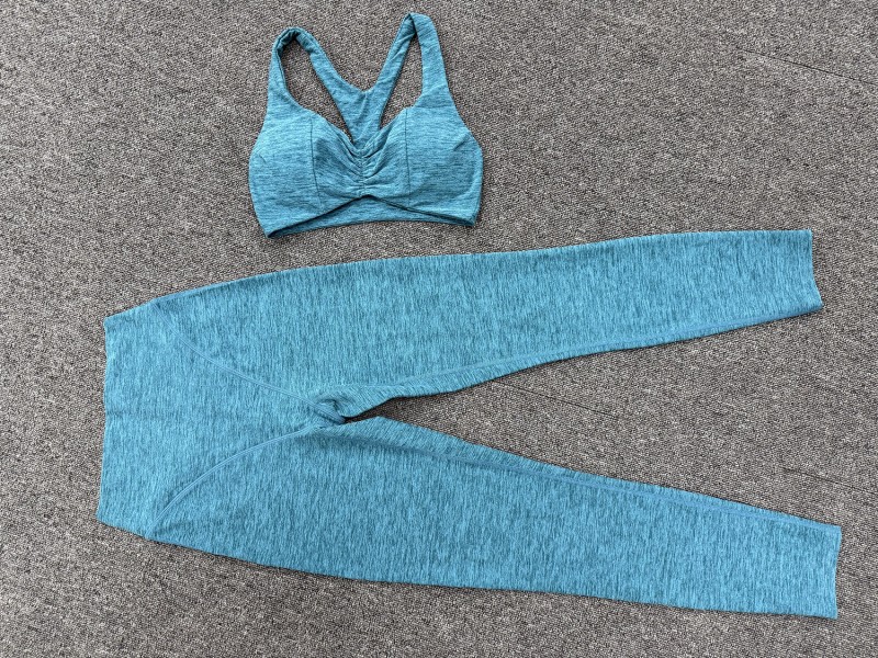 Ropa deportiva para mujer, conjunto de Yoga de dos piezas elástico de 4 vías, suave de secado rápido, sujetador, mallas de cintura alta FGB9291   1567