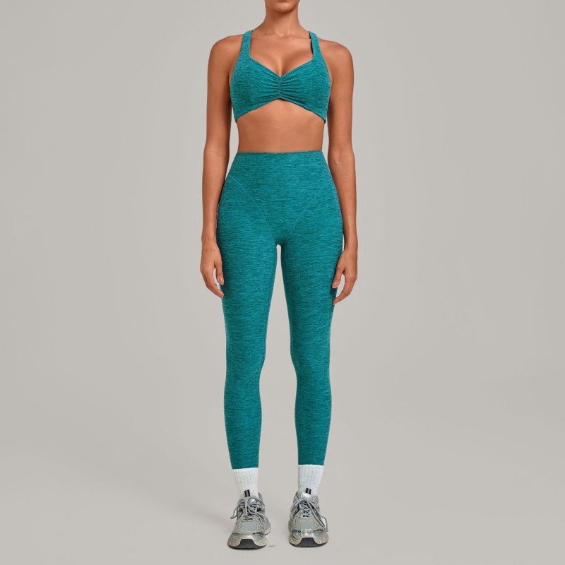 Ropa deportiva para mujer, conjunto de Yoga de dos piezas elástico de 4 vías, suave de secado rápido, sujetador, mallas de cintura alta FGB9291   1567