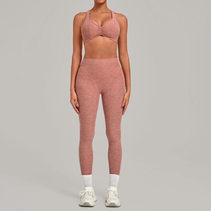 Ropa deportiva para mujer, conjunto de Yoga de dos piezas elástico de 4 vías, suave de secado rápido, sujetador, mallas de cintura alta FGB9291   1567