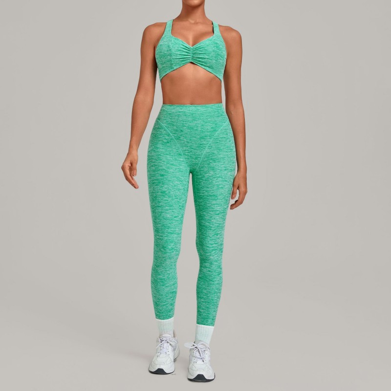 Ropa deportiva para mujer, conjunto de Yoga de dos piezas elástico de 4 vías, suave de secado rápido, sujetador, mallas de cintura alta FGB9291   1567