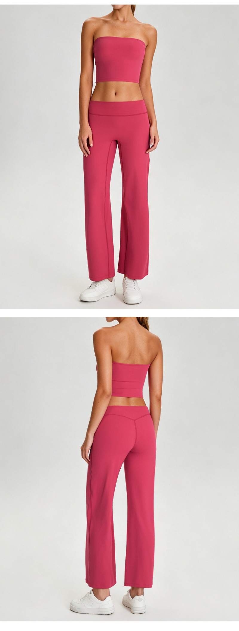 Conjunto de yoga de dos piezas para mujer, top tipo tubo acolchado con espalda descubierta, atuendo deportivo de moda para gimnasio, correr y entrenar FGB62110 62312