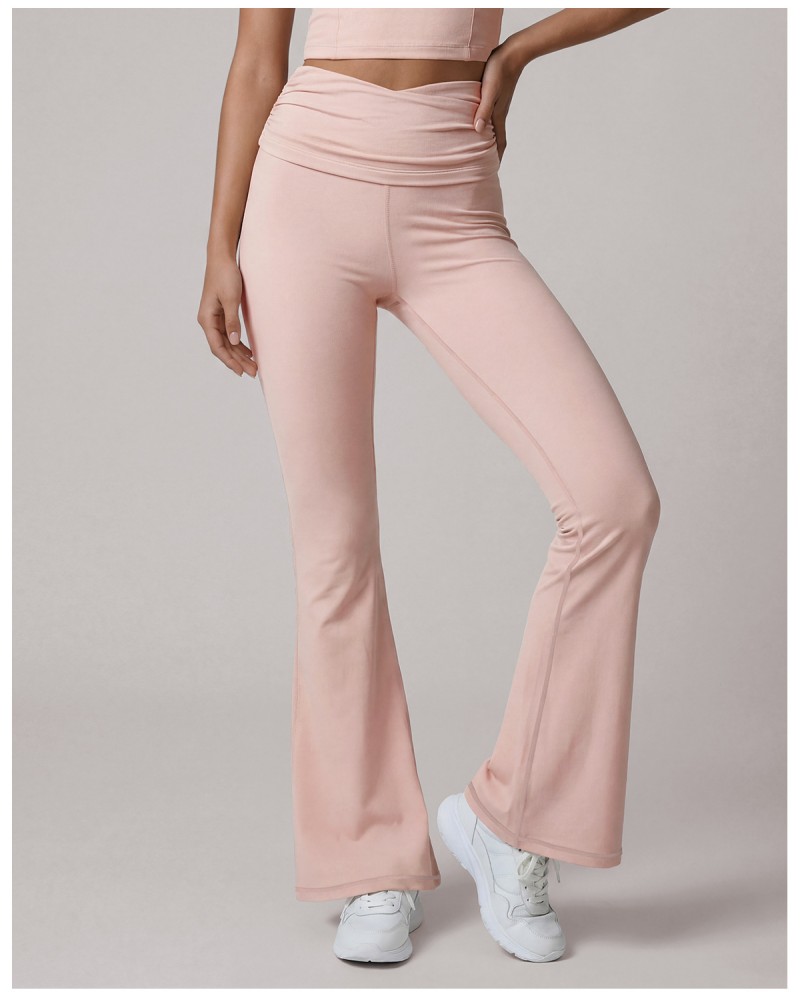 Conjunto de ropa deportiva de nailon acampanada de secado rápido para mujer, ideal para yoga, gimnasio o cualquier actividad física (FGBLD2669)